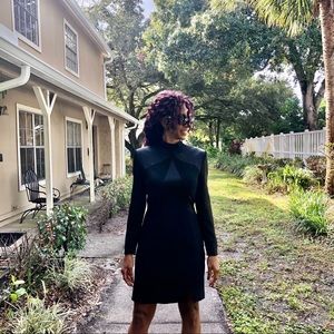 Long sleeve black cocktail dress